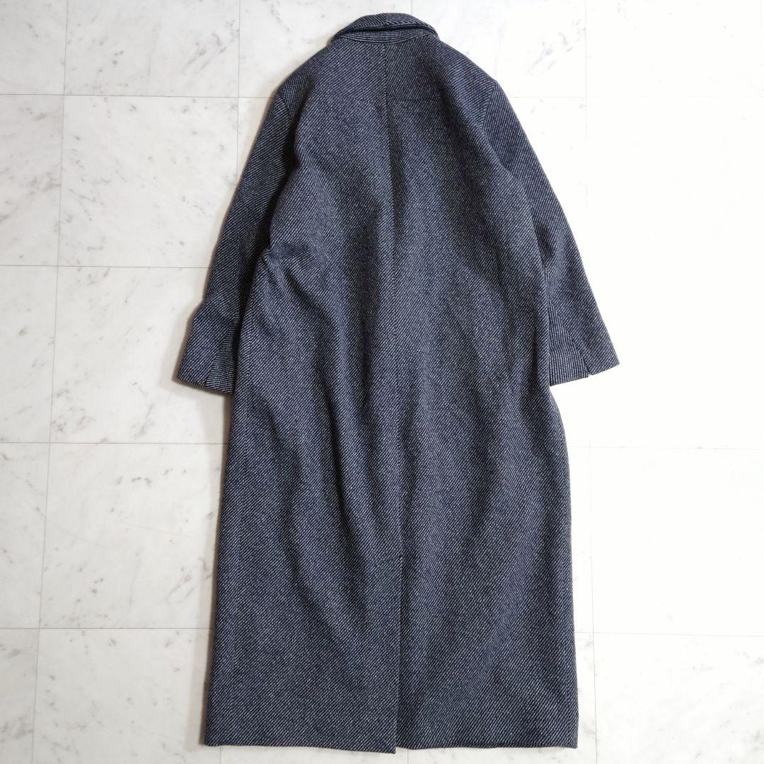 美品♪定価5.9万ノーコントロールエアー ラムウール100 杢ツイルロングコート