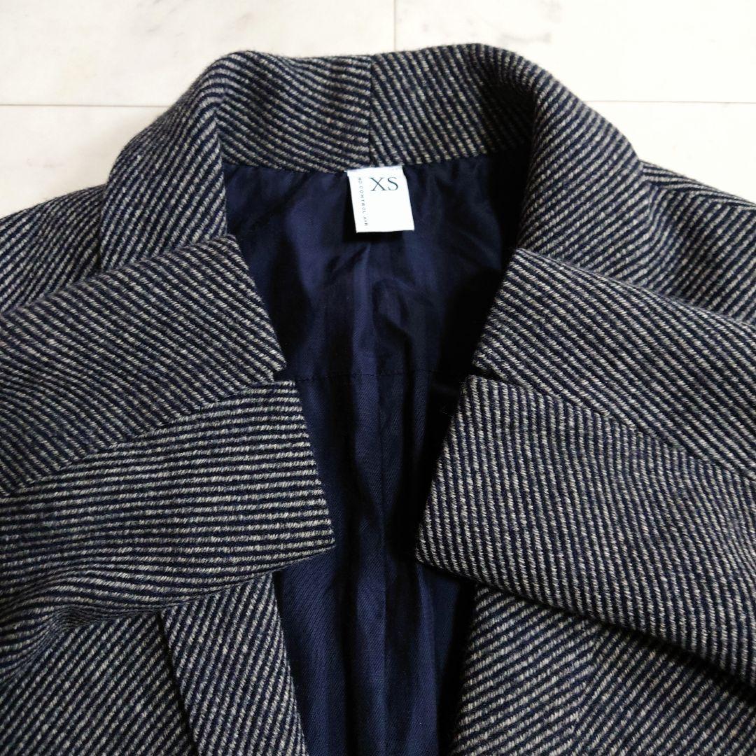 美品♪定価5.9万ノーコントロールエアー ラムウール100 杢ツイルロングコート