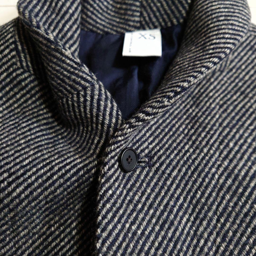 美品♪定価5.9万ノーコントロールエアー ラムウール100 杢ツイルロングコート