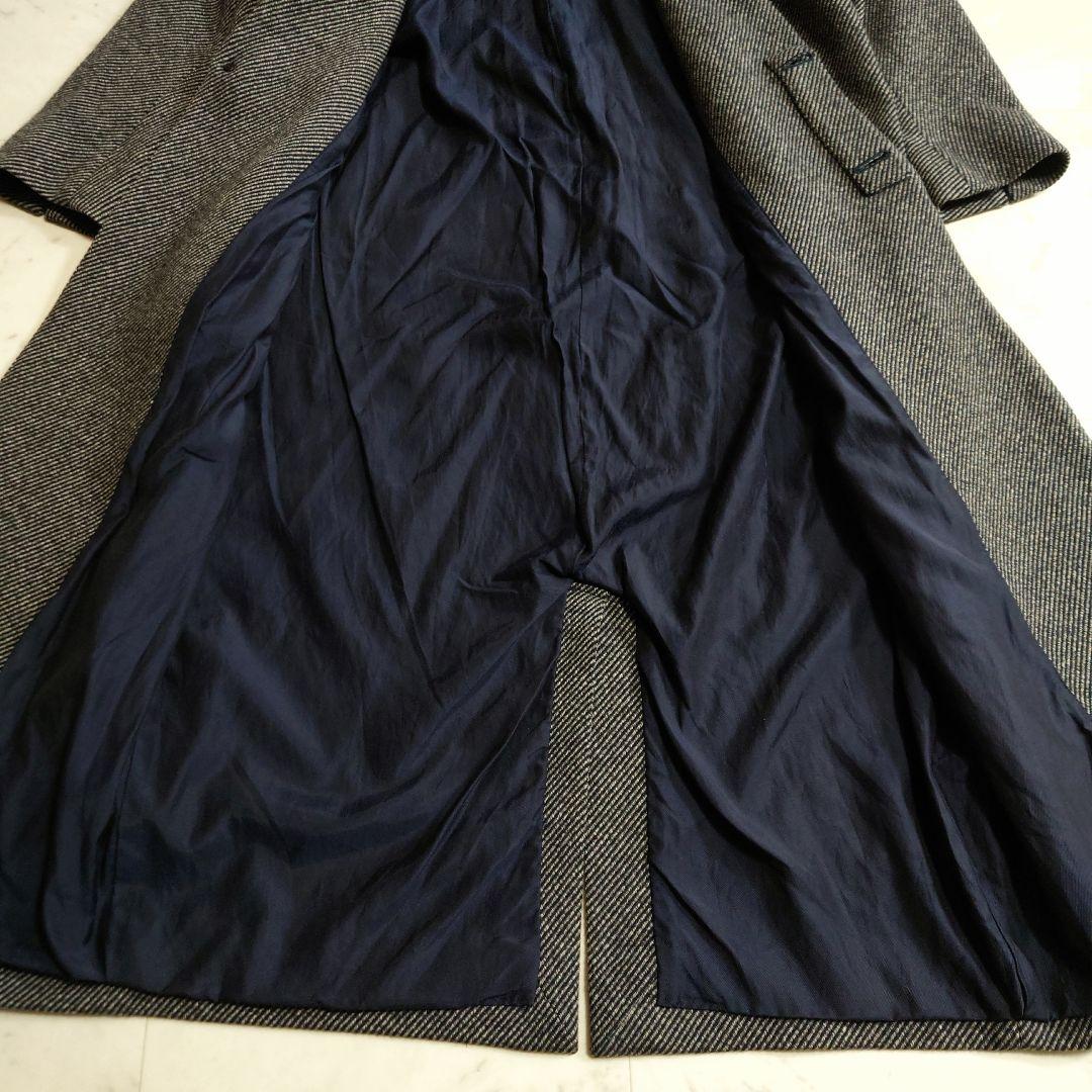 美品♪定価5.9万ノーコントロールエアー ラムウール100 杢ツイルロングコート