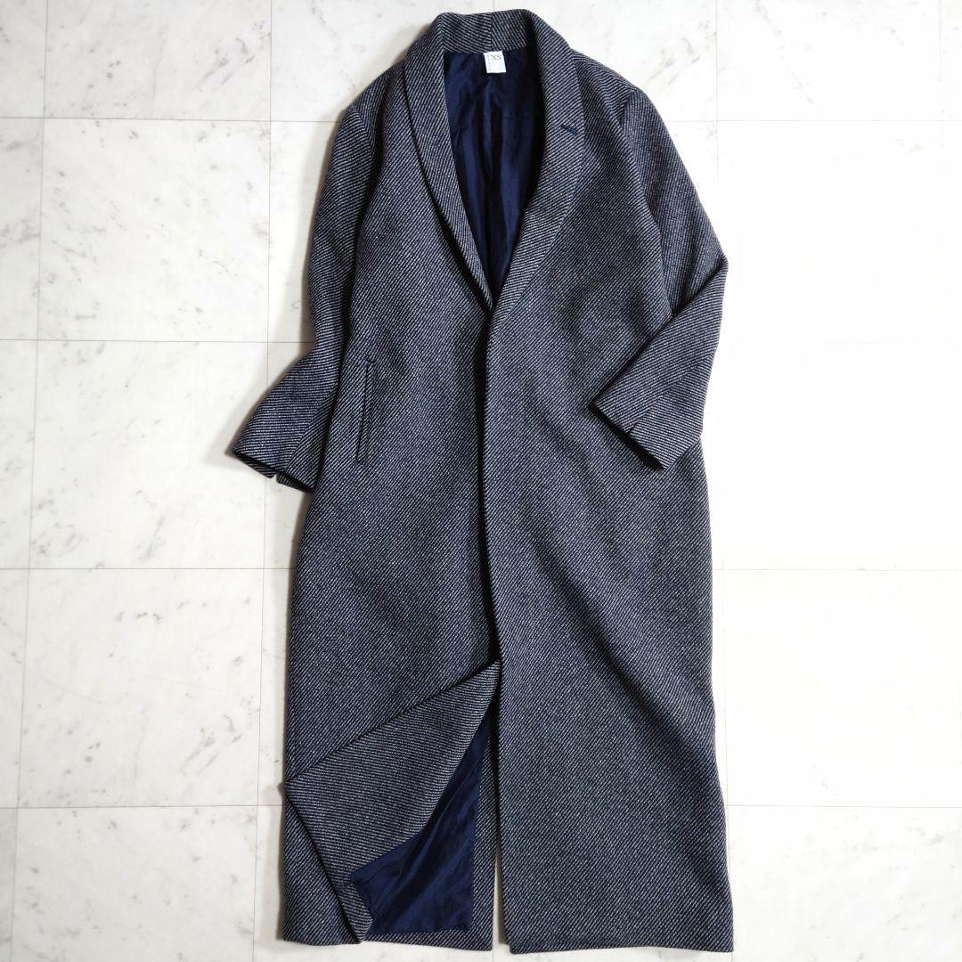 美品♪定価5.9万ノーコントロールエアー ラムウール100 杢ツイルロングコート