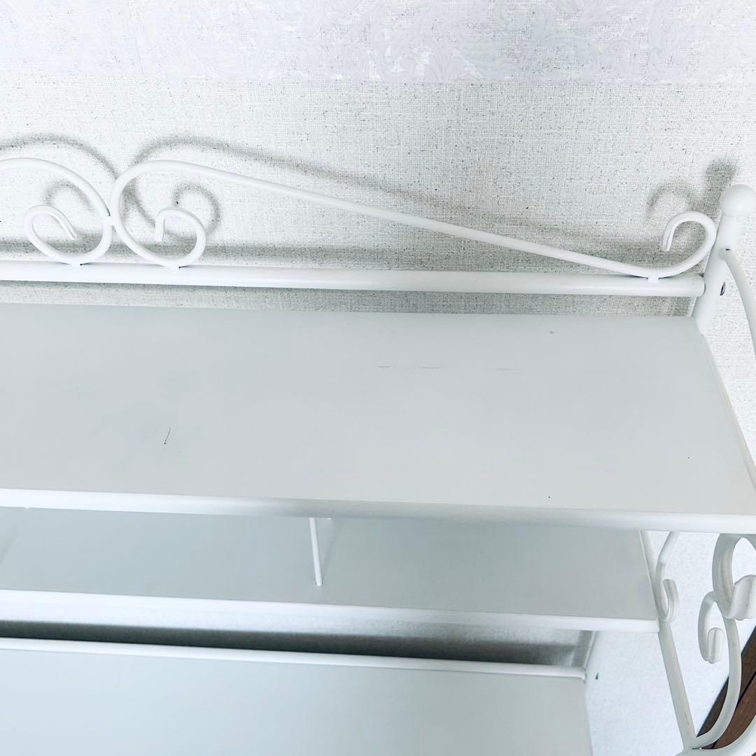 ロートアイアン　デスク　飾り棚　引き出し付き　ホワイト