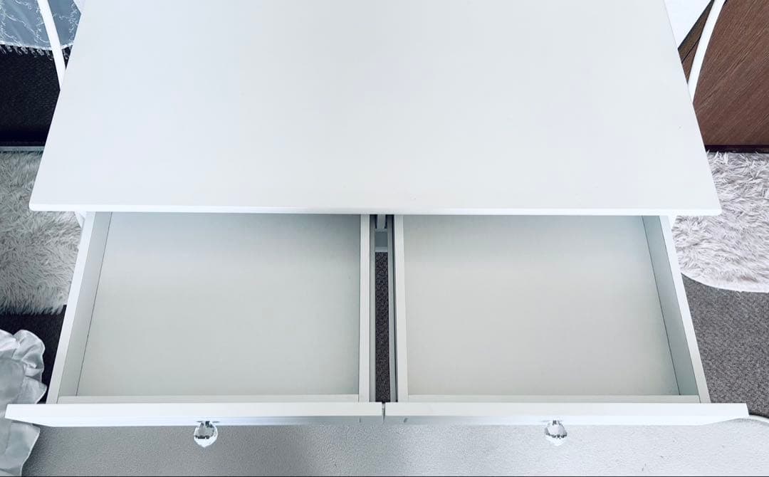 ロートアイアン　デスク　飾り棚　引き出し付き　ホワイト