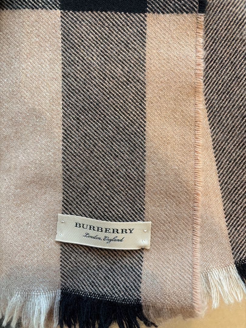 チェック柄マフラー ベージュ 黒