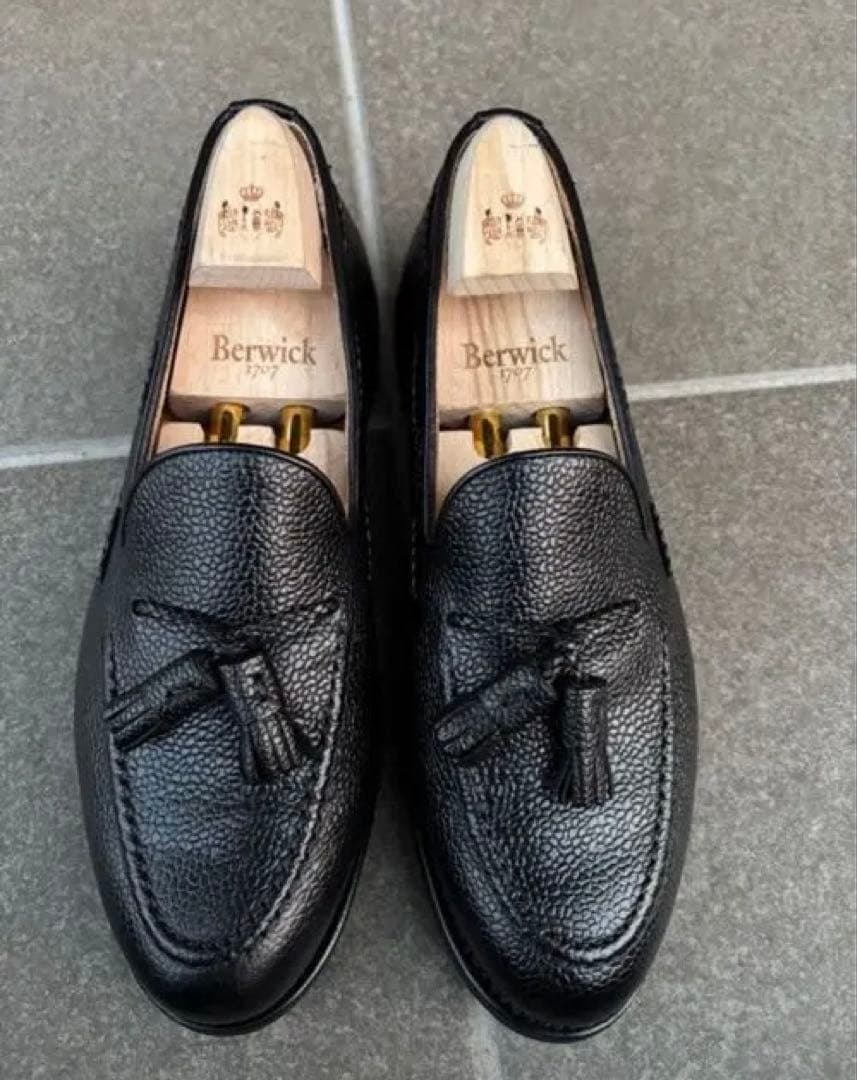 Berwick タッセルローファー UK7.5 4340CCDA BK シボ革