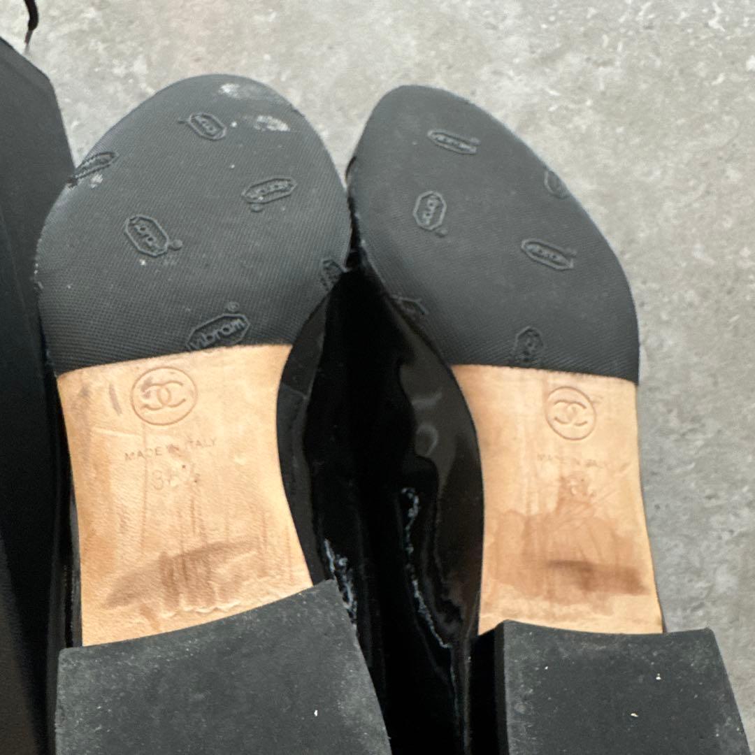 美品　シャネル CHANEL フラット シューズ 38.5 エナメル
