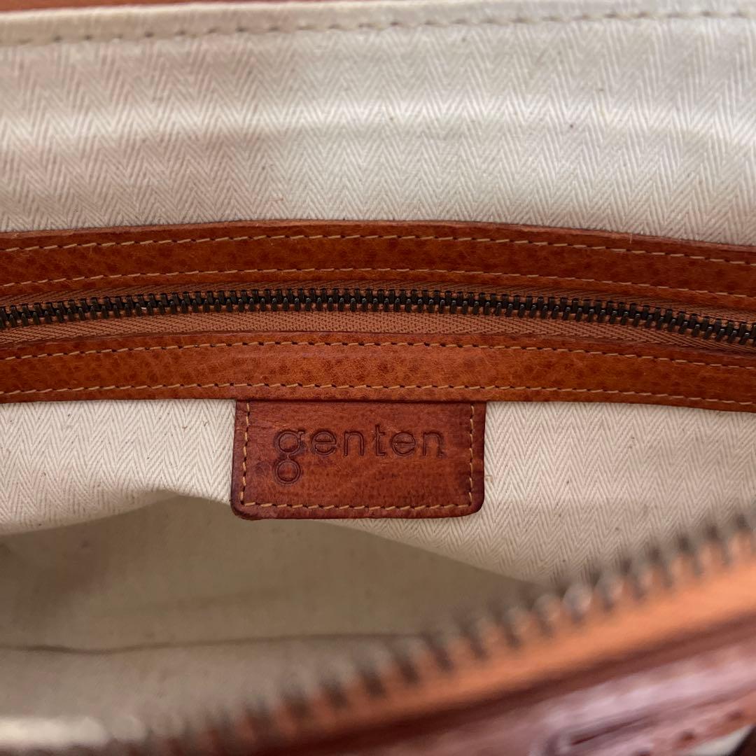 ◇ 美品 genten ゲンテン カットワークレザーショルダーバッグ ブラウン◇