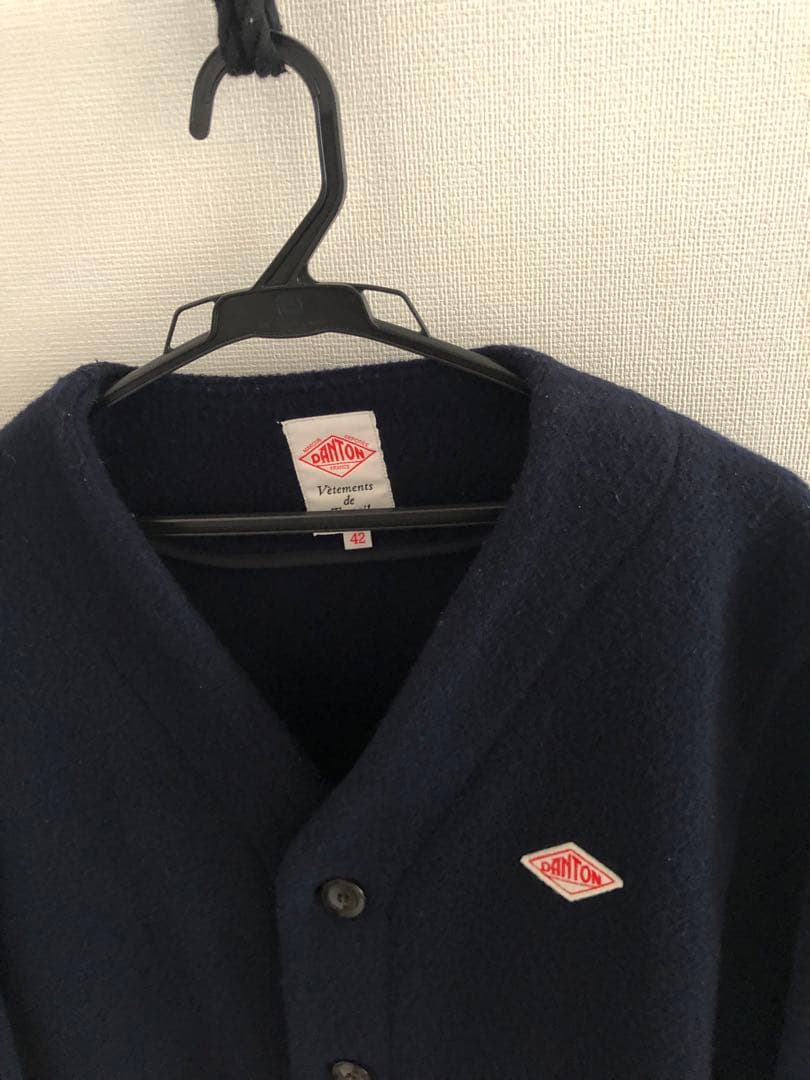 ダントン　ウールモッサ　ノーカラージャケット　ネイビー　42