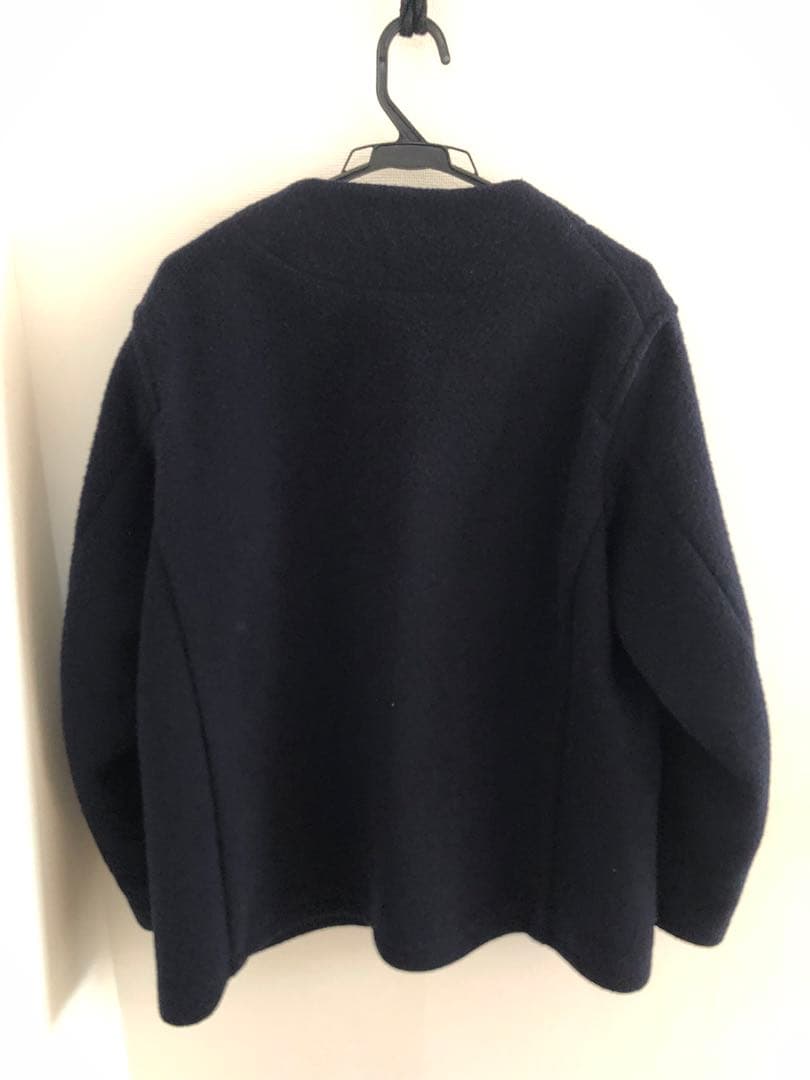 ダントン　ウールモッサ　ノーカラージャケット　ネイビー　42