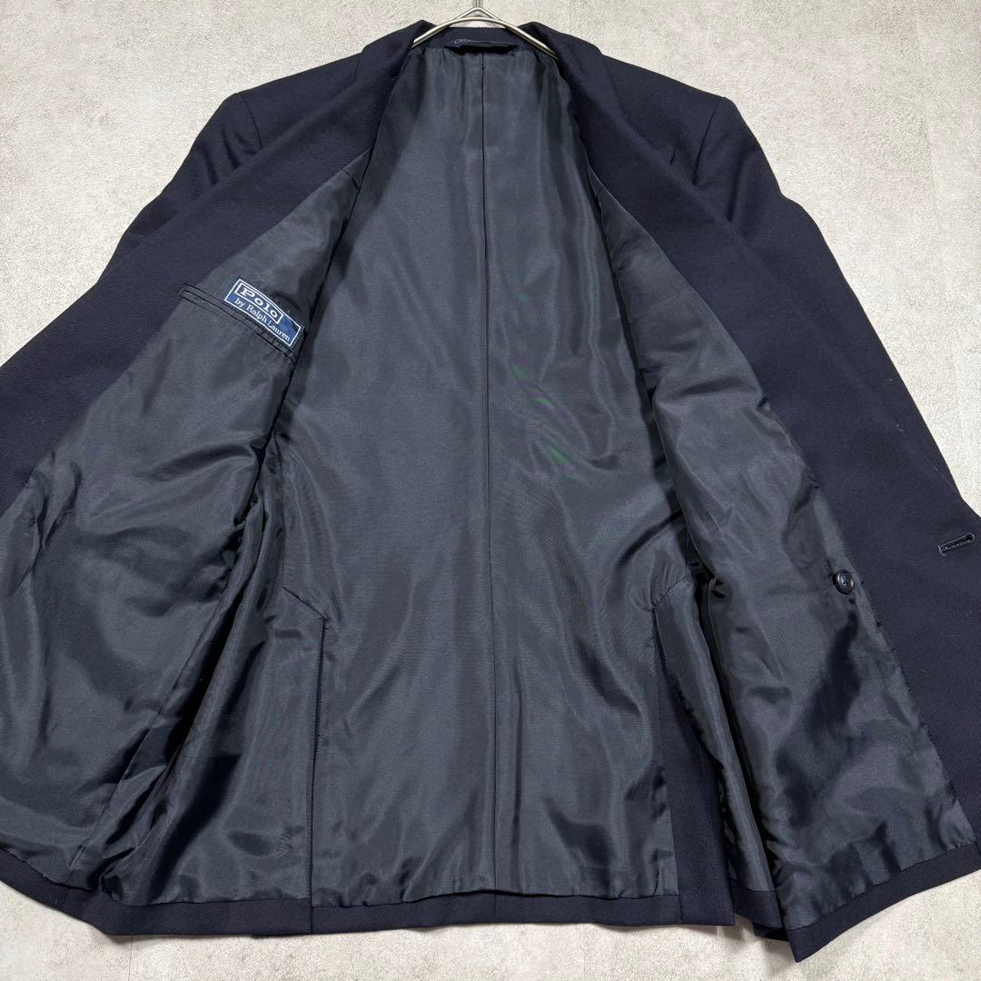 美品♡ポロラルフローレン 紺ブレ ダブル ロゴボタン 金ボタン ウール S-M