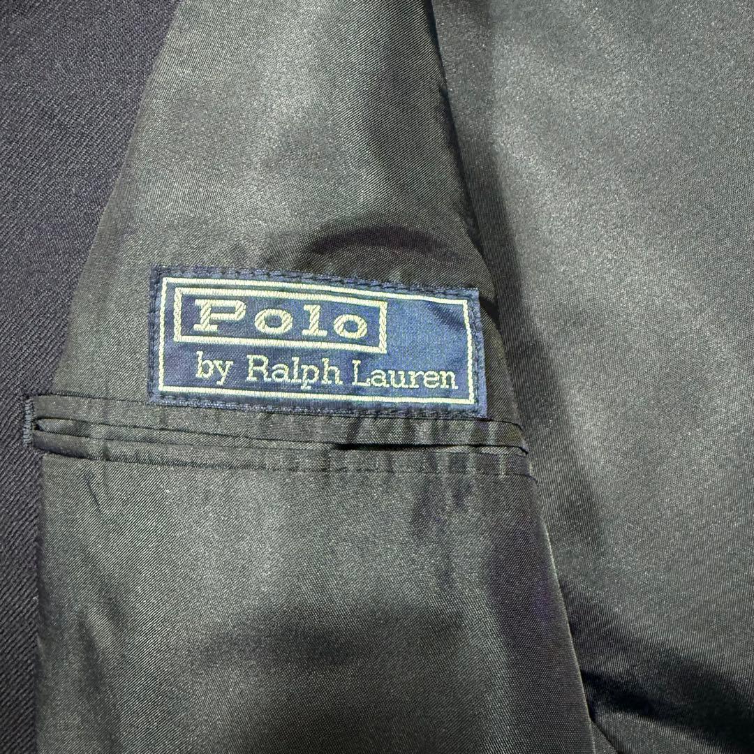 美品♡ポロラルフローレン 紺ブレ ダブル ロゴボタン 金ボタン ウール S-M