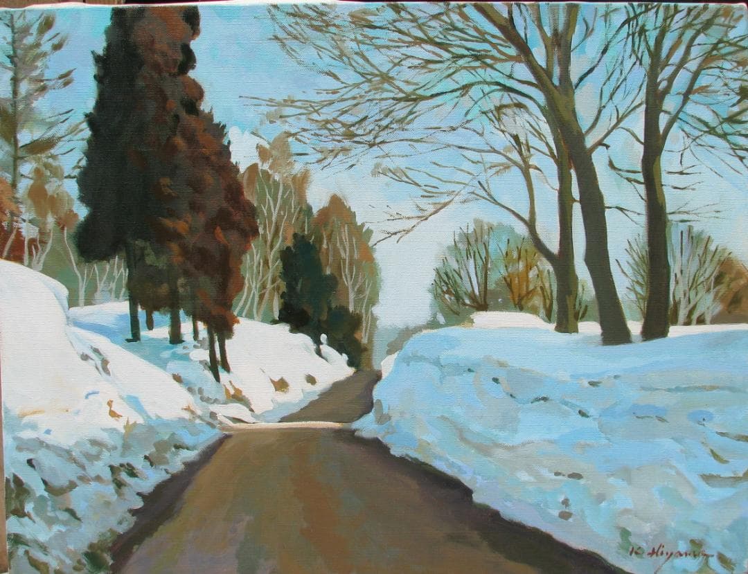 東京芸大小磯教室主要作家,檜山健三「雪景」P10号油彩,白銀の世界