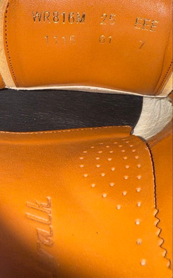 着用3回 runwalk ランウォーク 革靴 ウィングチップ 外羽根 本革 25