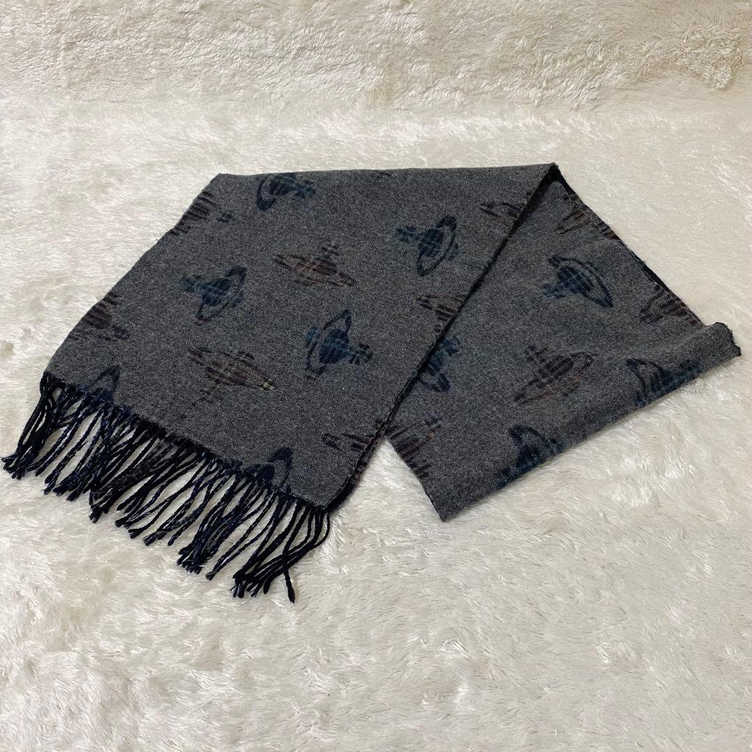 ヴィヴィアンウエストウッド マフラー リバーシブル 総柄 オーブ柄