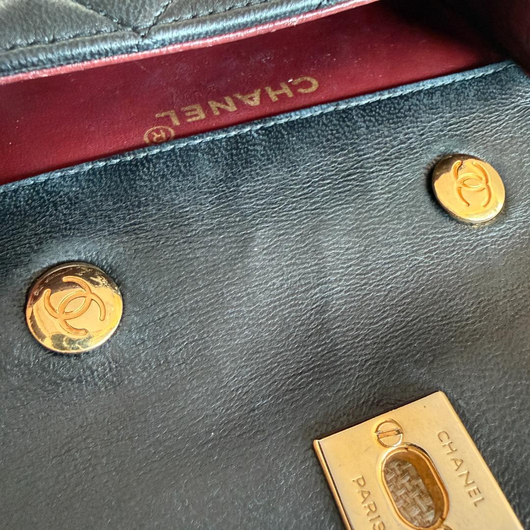 CHANEL ミニマトラッセ チェーンショルダーバッグ ブラック ラムスキン