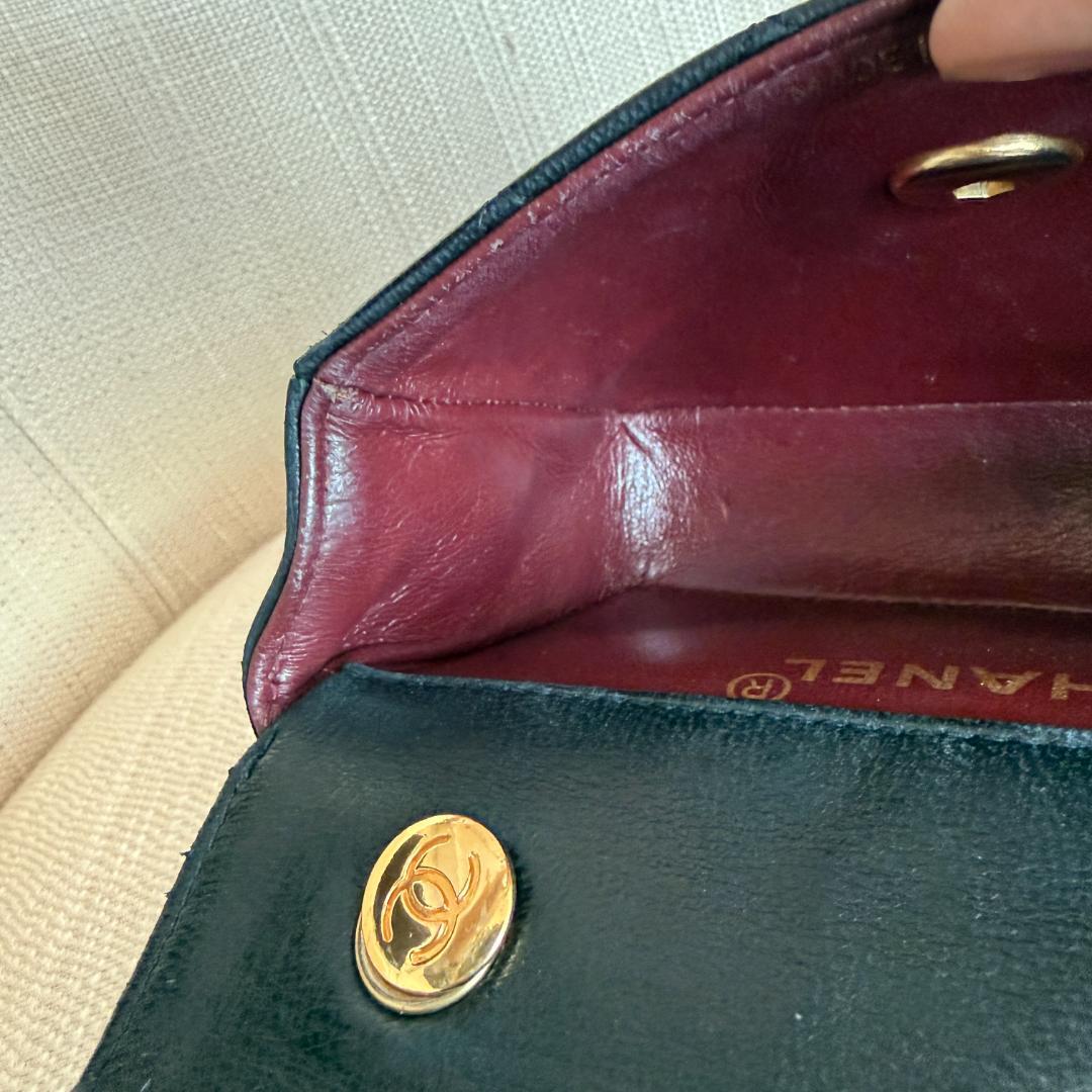 CHANEL ミニマトラッセ チェーンショルダーバッグ ブラック ラムスキン