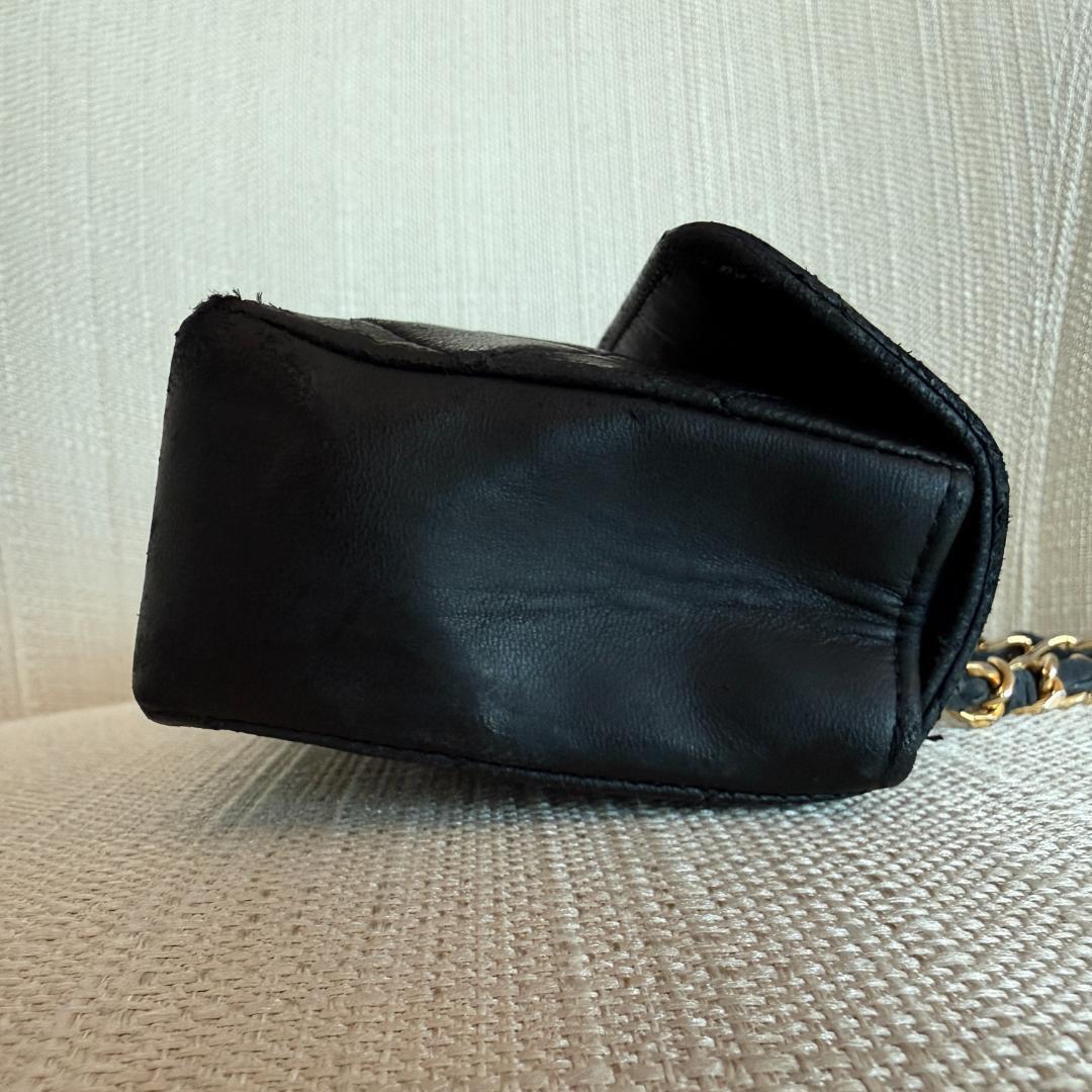 CHANEL ミニマトラッセ チェーンショルダーバッグ ブラック ラムスキン