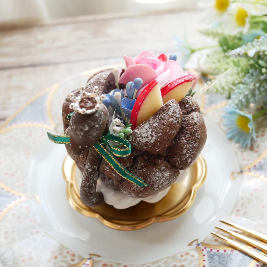 【RAMஐ*゜様】フェイクスイーツ◆花飾り♡可憐ツインスワンシュー◆リアルサイズ