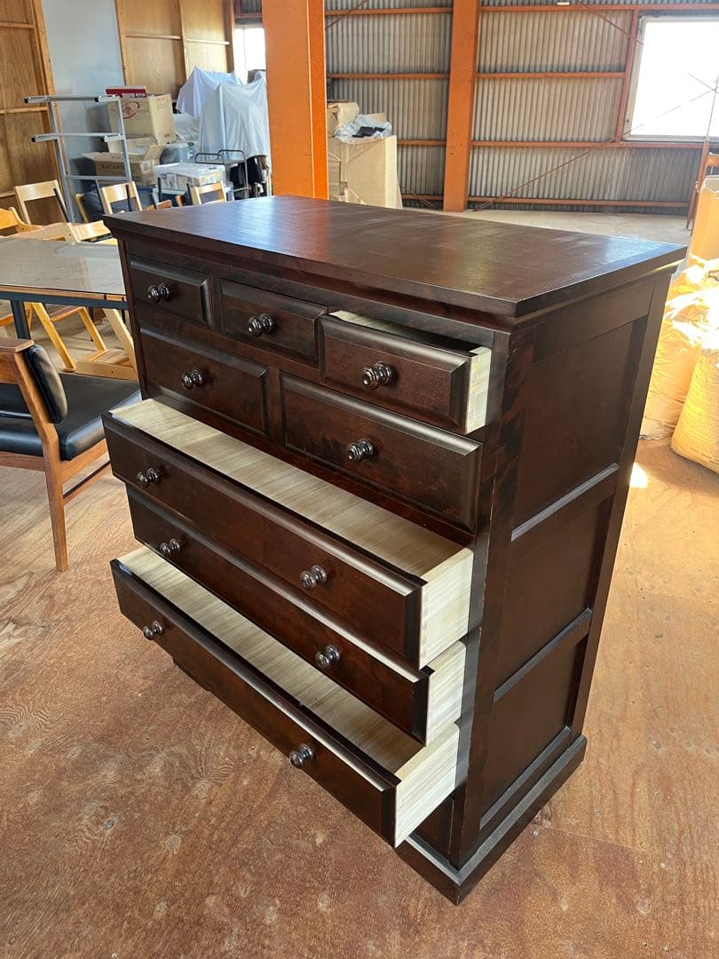 北海道民芸家具　クラレインテリア　樺桜　木製タンス 6引き出し