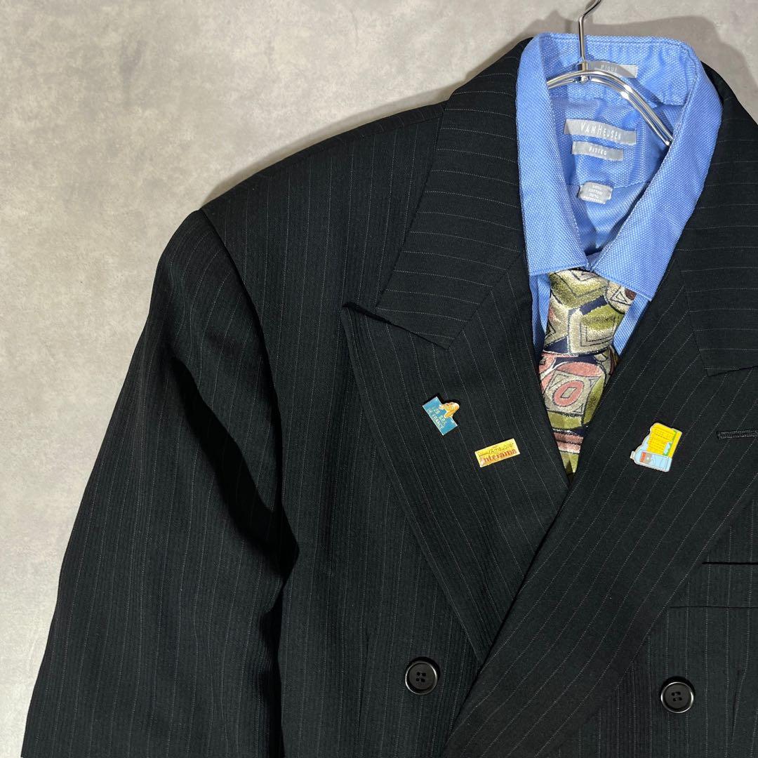 [F.097]【vintage】 セットアップ ダブル　ピンズ　ネクタイ