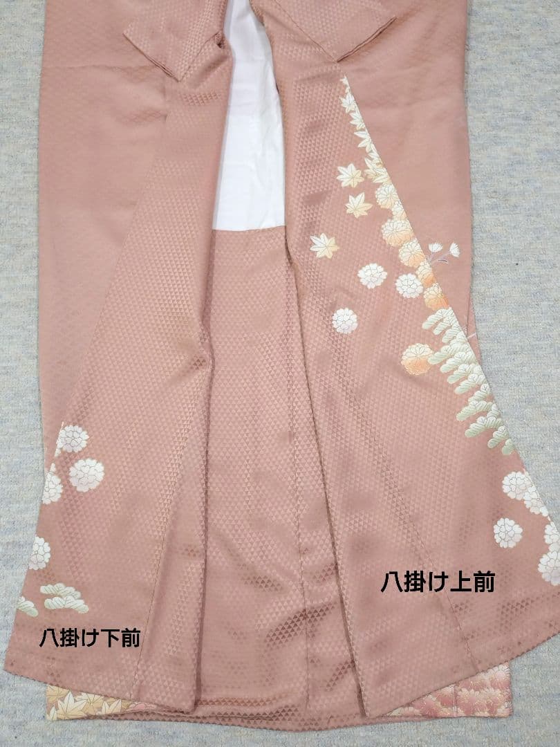 797　半額セール　正絹　作家もの　ダークピンク系　一つ紋　訪問着　4点セット