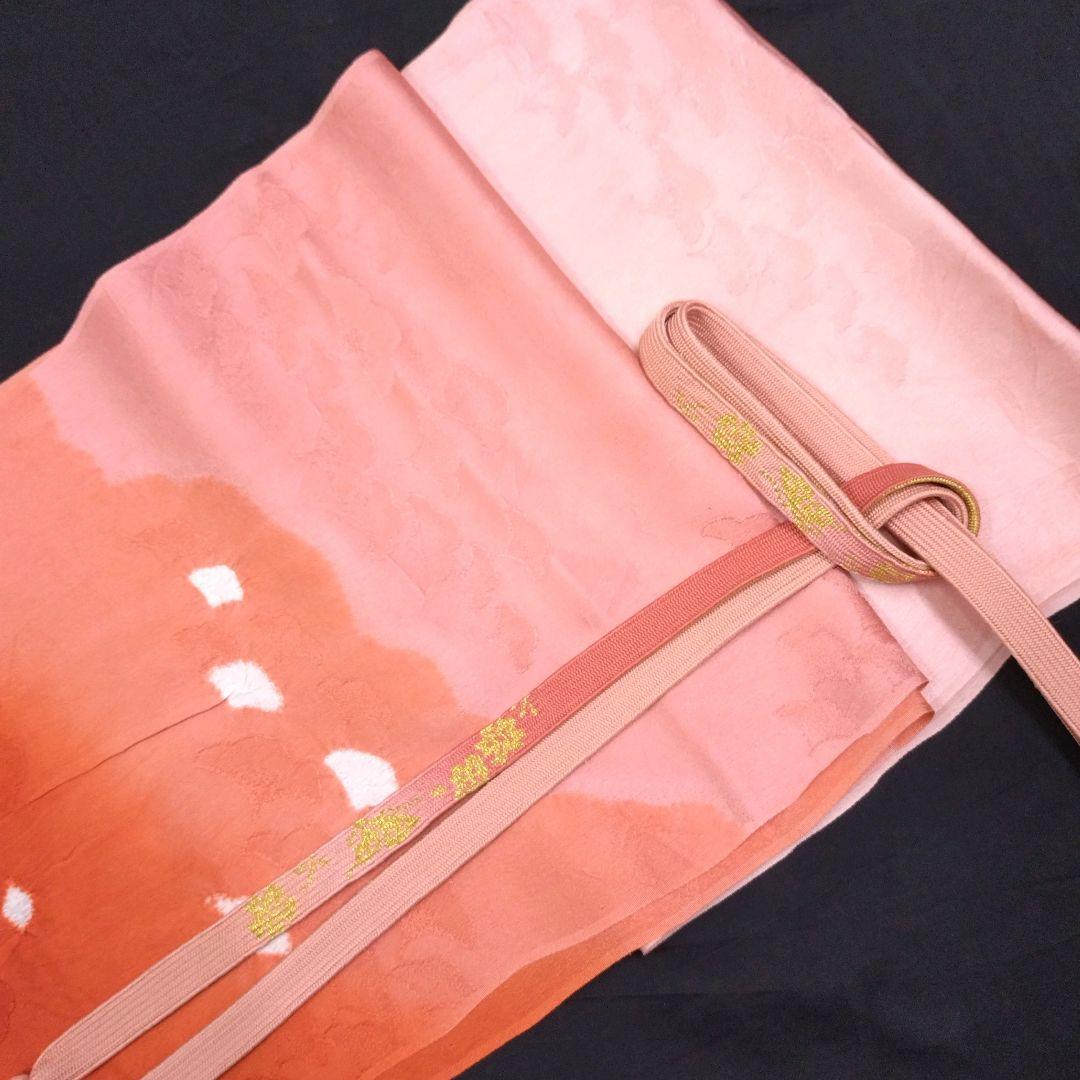 797　半額セール　正絹　作家もの　ダークピンク系　一つ紋　訪問着　4点セット