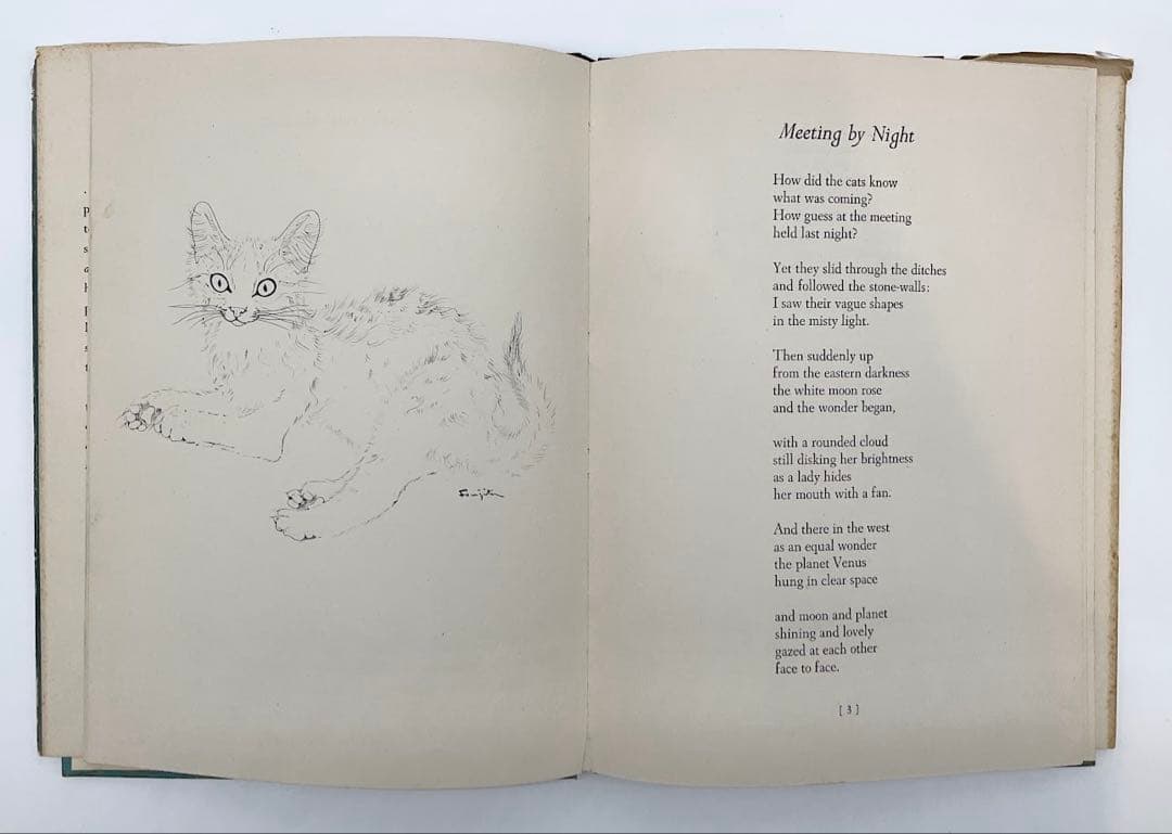 初版1950年『夜と猫』藤田嗣治 挿絵12点入り 経年あり 希少 挿絵本