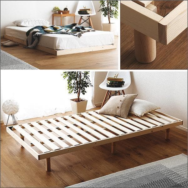 【はなミルク】北欧産パイン材 すのこベッド シングルベッド 3段階高さ調節