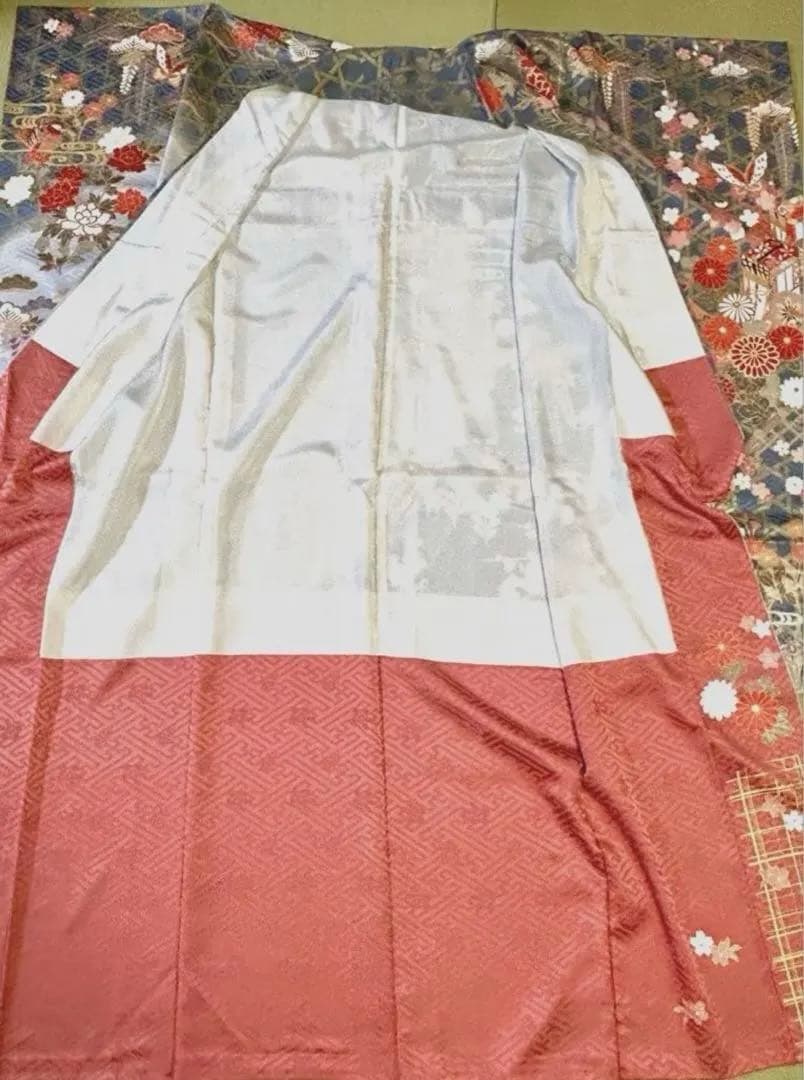 ＊振袖＊　長襦袢　２点セット　正絹　グレー系　古典柄　金彩　身丈167cm