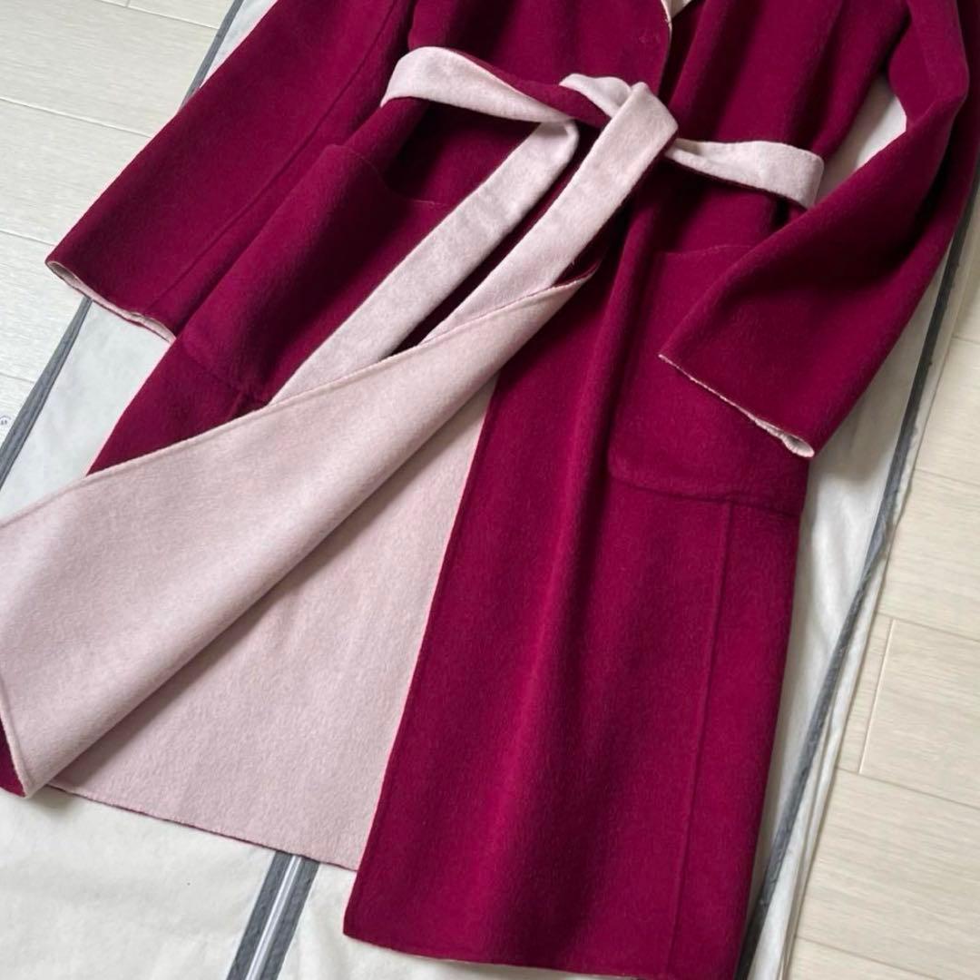 マックスマーラ ダブルフェイス バイカラー エクリュボルドー コート