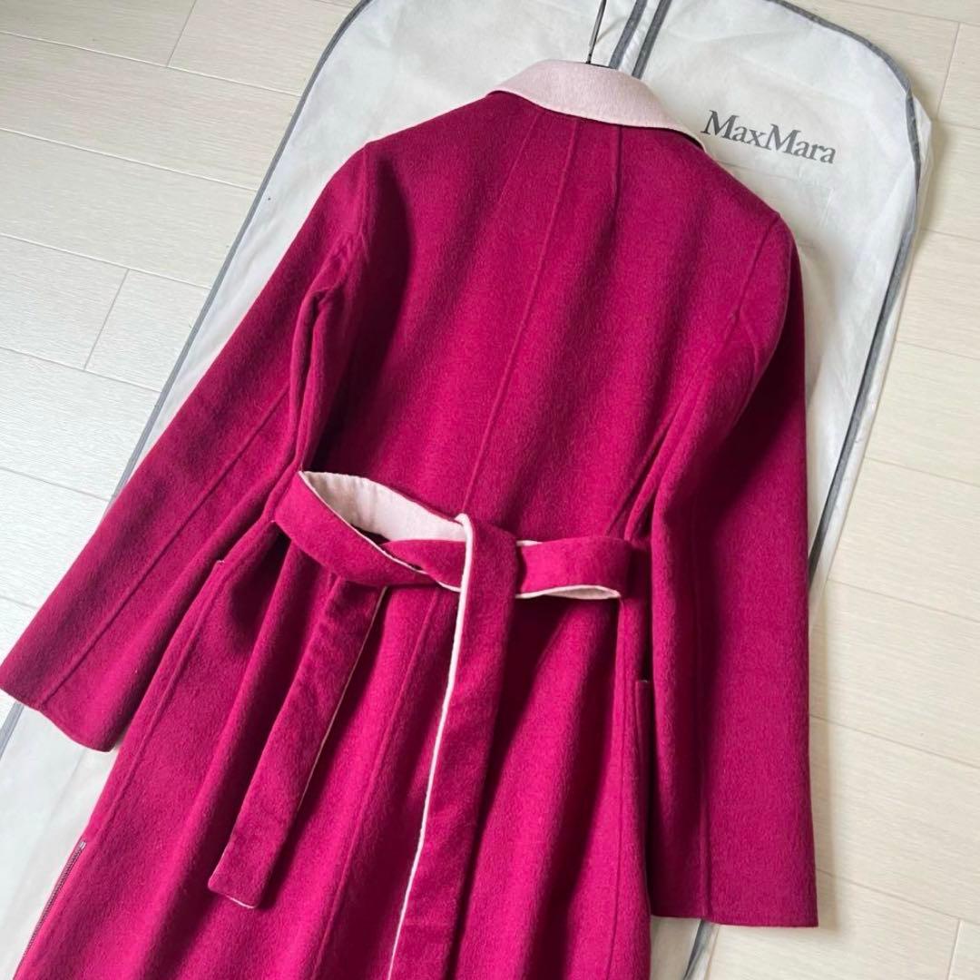 マックスマーラ ダブルフェイス バイカラー エクリュボルドー コート