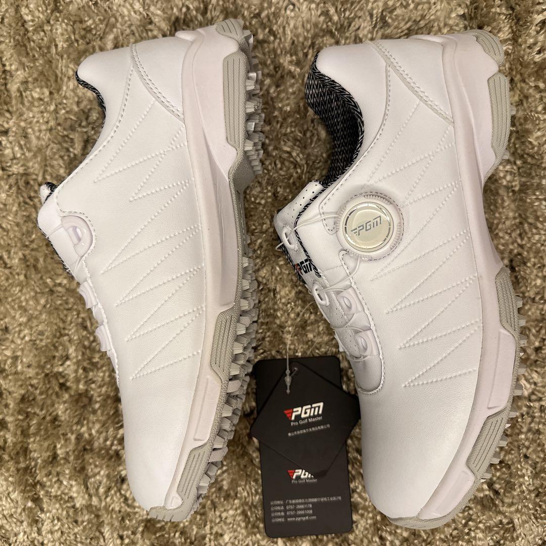 【新品】PGM ゴルフシューズ ホワイト ダイヤル式靴紐 スニーカー レディース