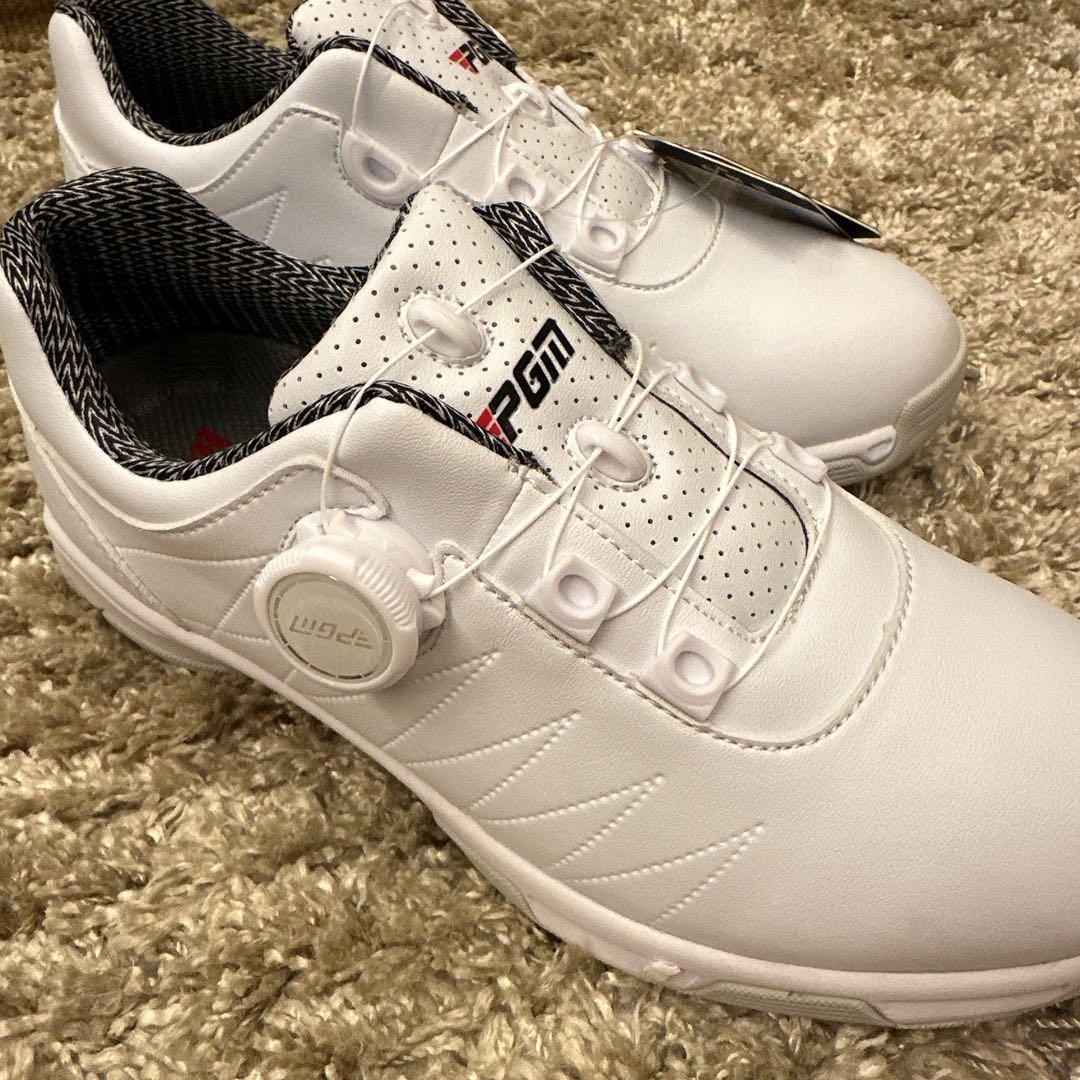 【新品】PGM ゴルフシューズ ホワイト ダイヤル式靴紐 スニーカー レディース