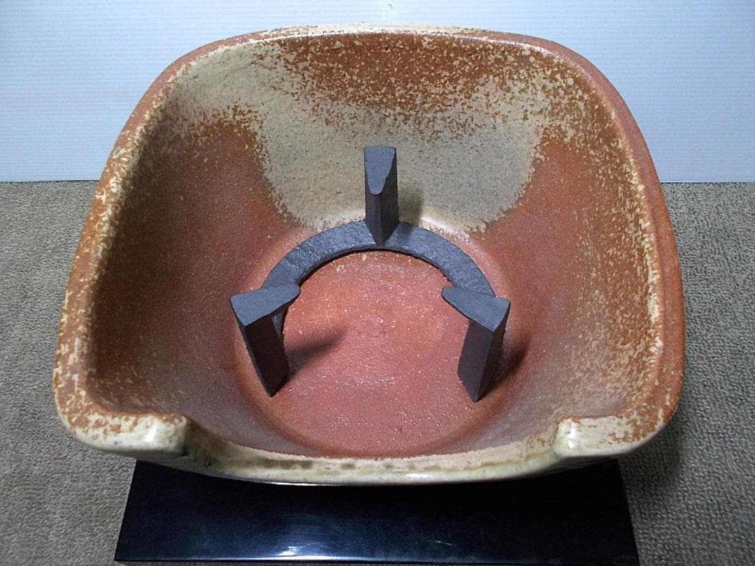 茶道具 信楽焼風炉 未使用五徳 霰茶釜 アラレ 釜環 敷板 送料込み