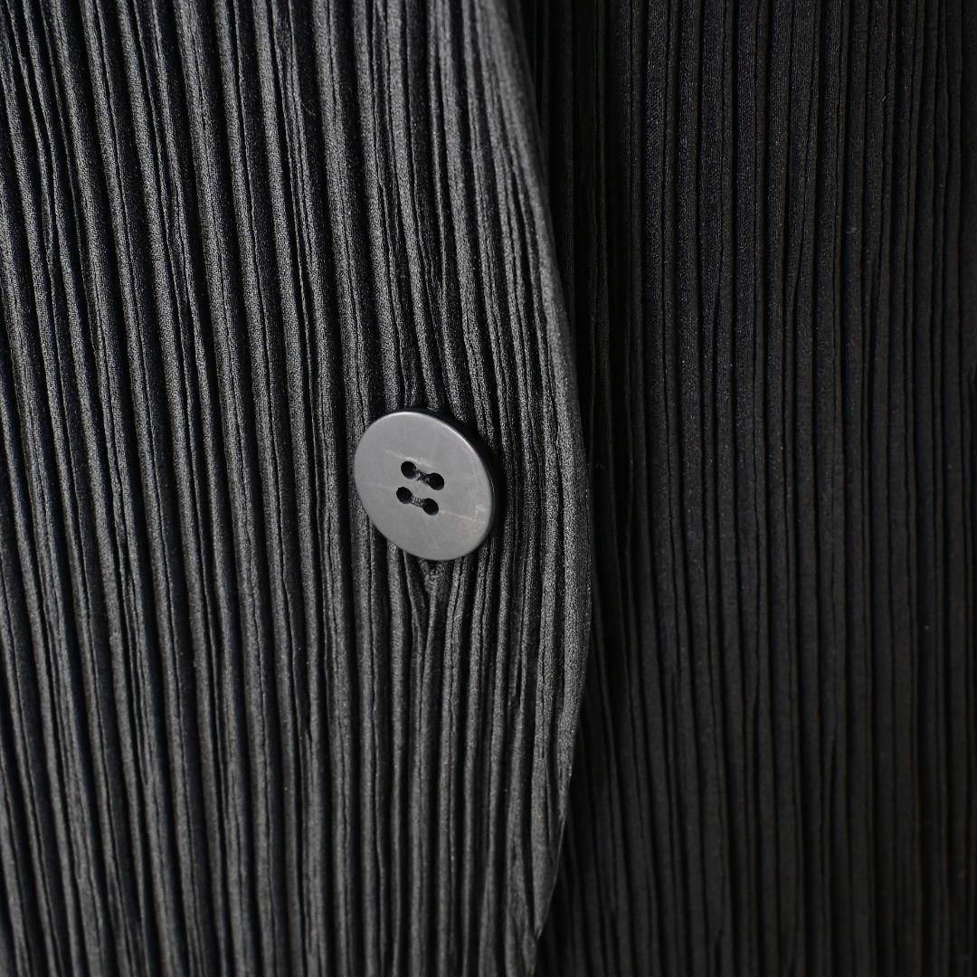 Y5 サイズ3 イッセイミヤケ プリーツ 黒 ショールカラー ジャケット