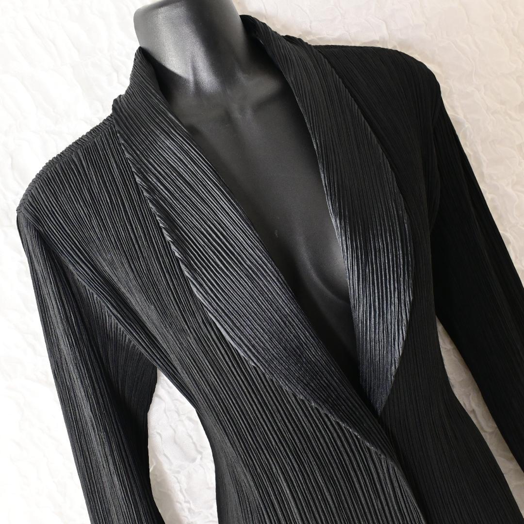 Y5 サイズ3 イッセイミヤケ プリーツ 黒 ショールカラー ジャケット