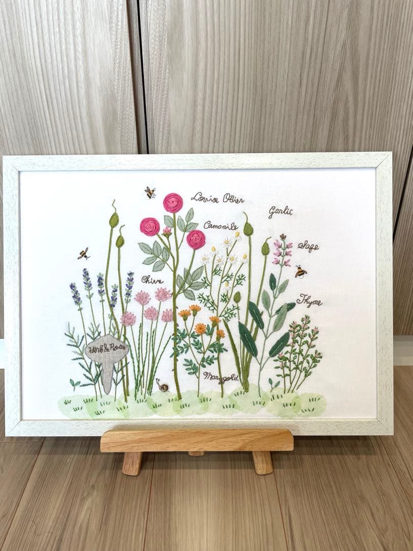 青木和子　刺繍　完成品　「ローズ&ハーブガーデン」　バラの咲く庭　⑩