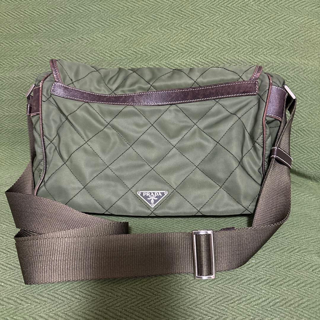 PRADA プラダ オリーブ グリーン ショルダーバッグ キルティング ナイロン