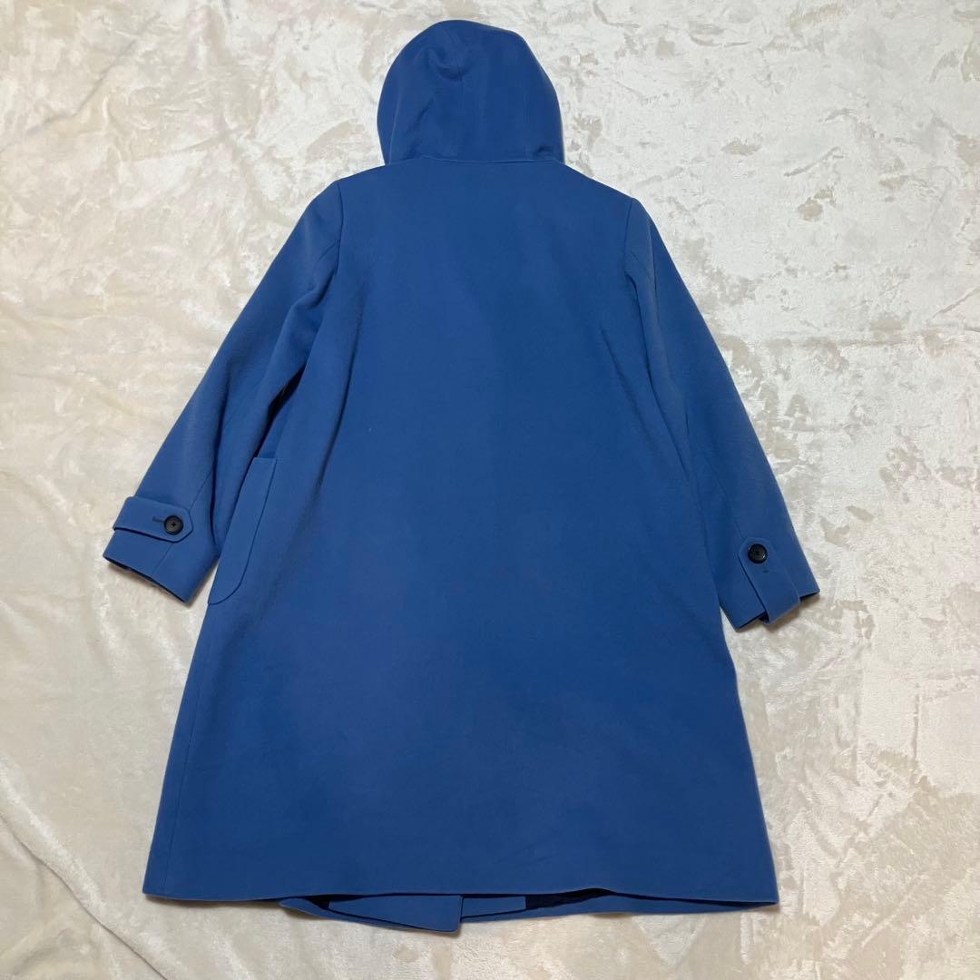 【美品】ピーエスポールスミス ウールコート マルチカラー フード 水色 40