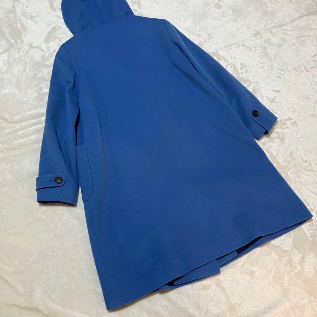 【美品】ピーエスポールスミス ウールコート マルチカラー フード 水色 40