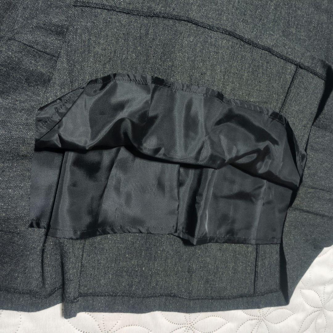 リボンディテールドッキングワンピース　ブラック×グレー　長袖