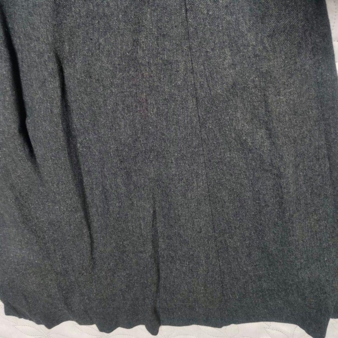 リボンディテールドッキングワンピース　ブラック×グレー　長袖