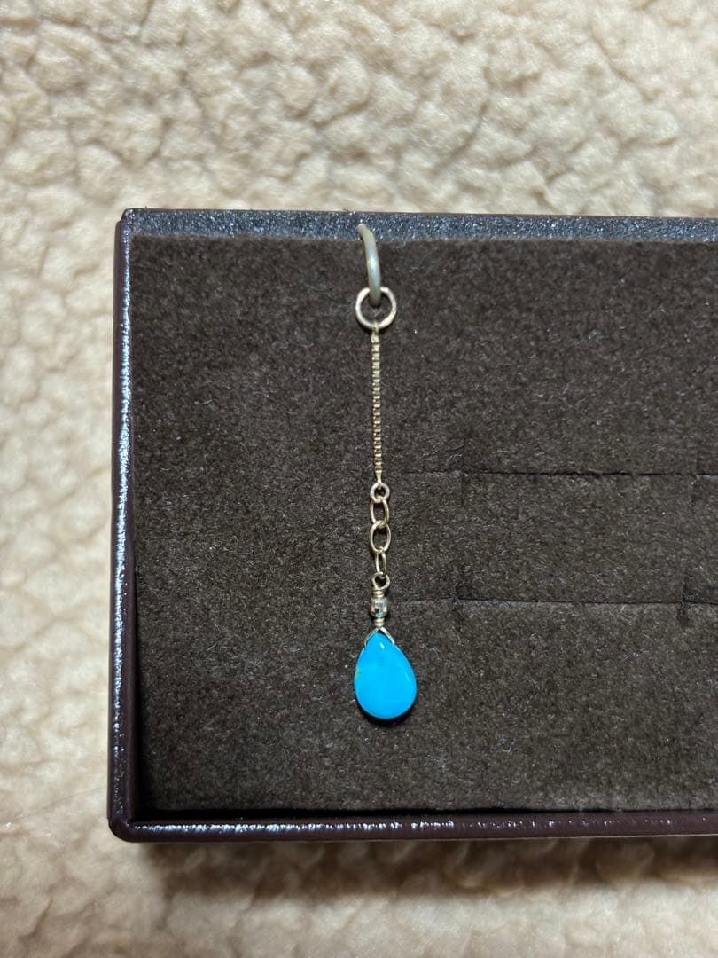 アガット　ピアスチャーム　K10 ターコイズ