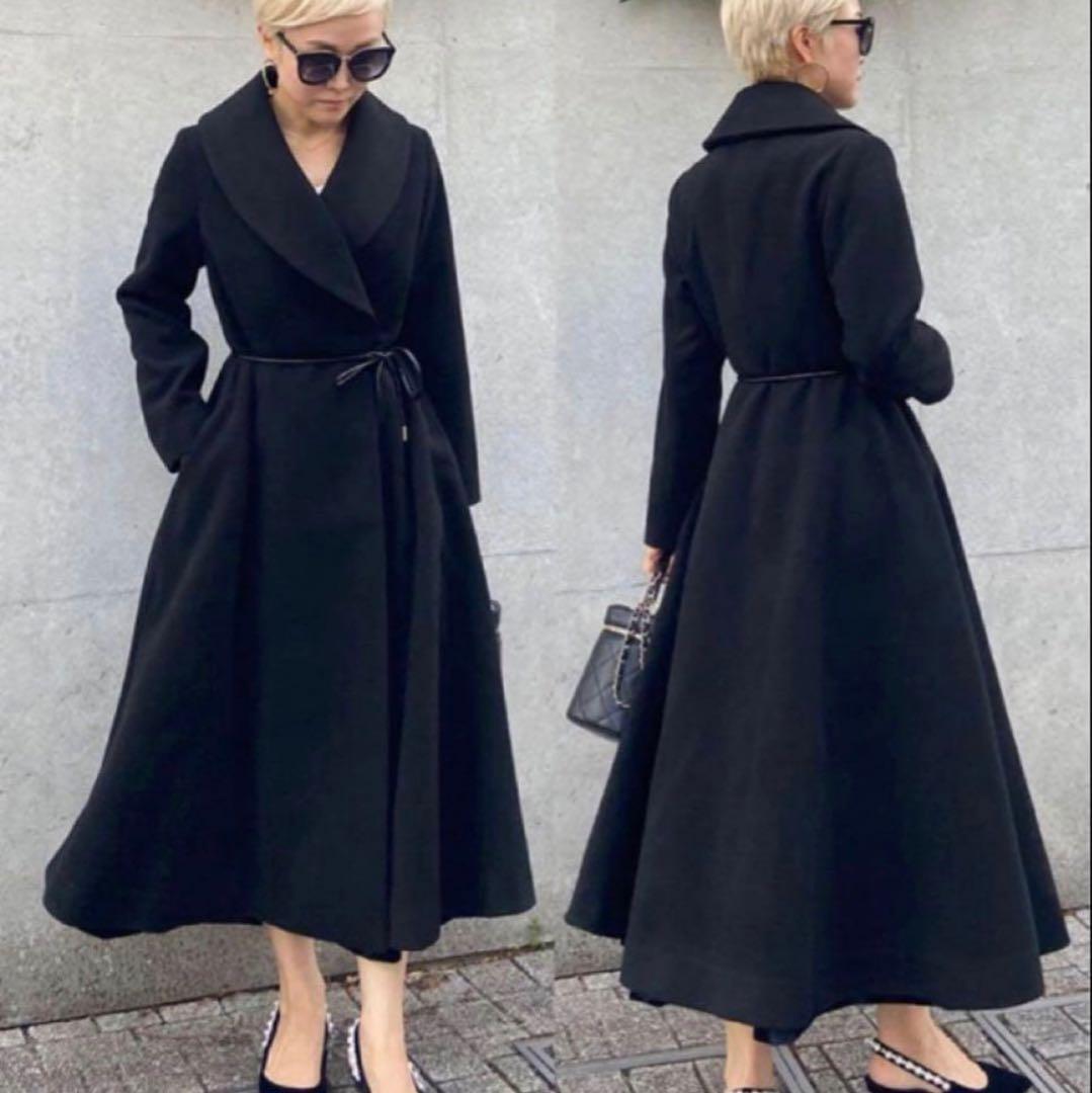 zoo様　極美品　ロングコート　エレガント　ウエスト紐付き　Mサイズ