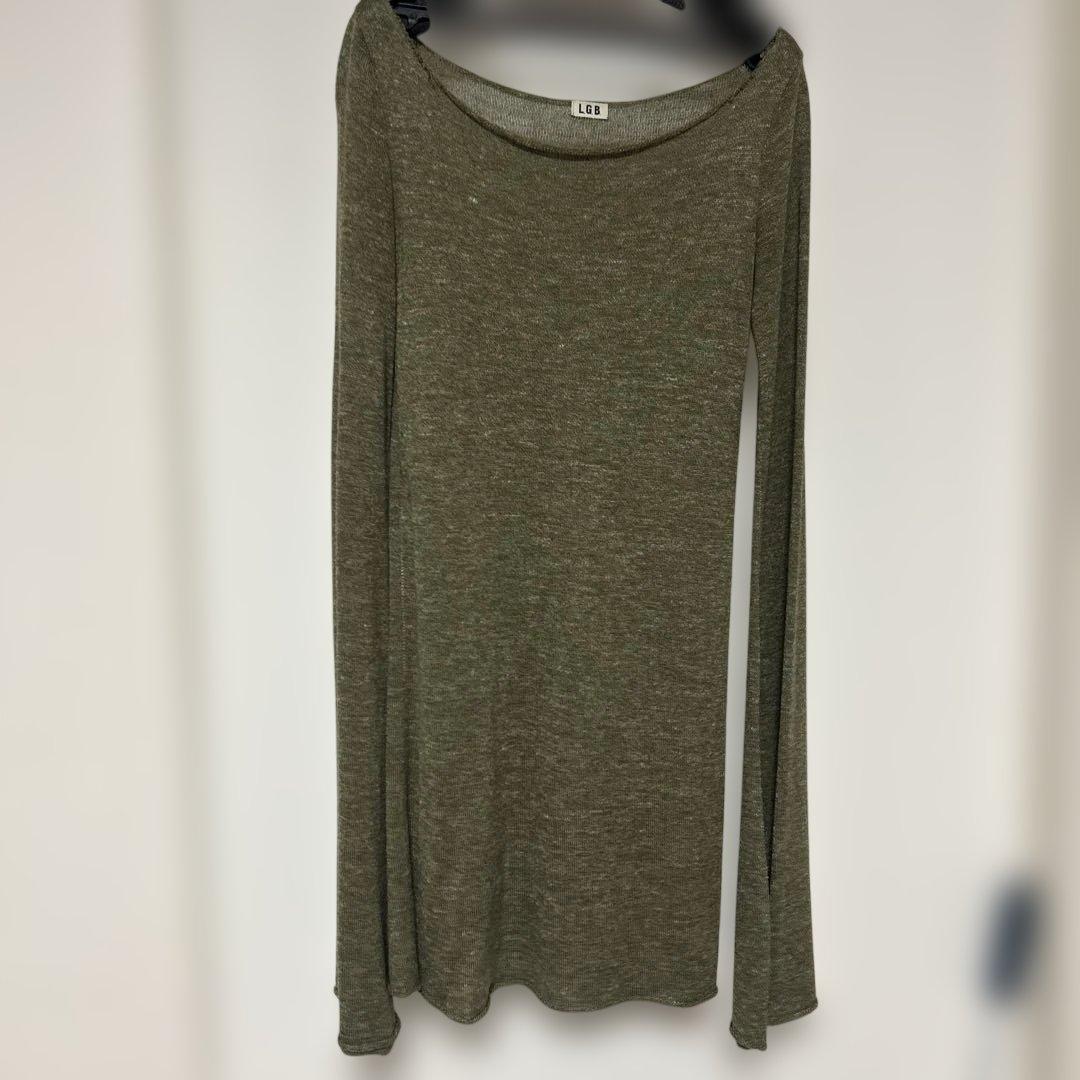 LGB オリーブグリーン 長袖カットソー　チュニック　ワンピース