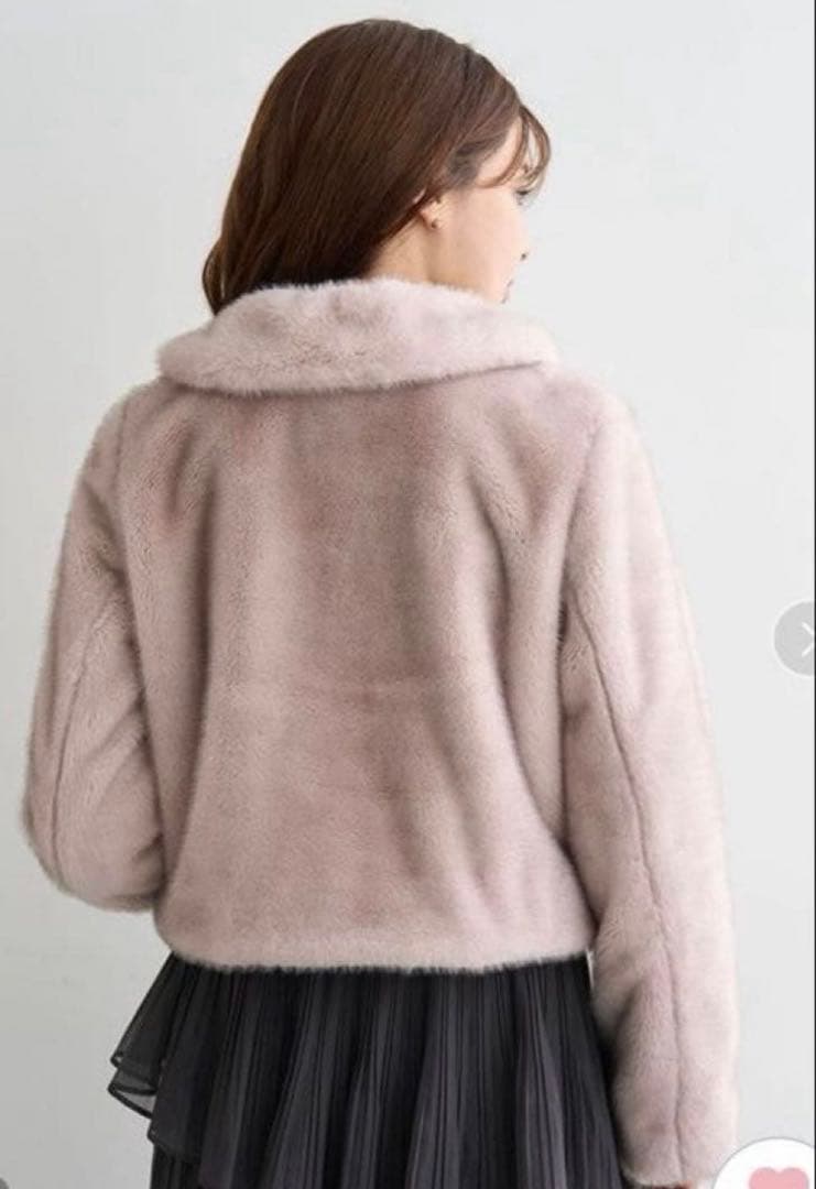 最終値下げ！SNIDEL ステンカラーショートファーコートジャケット　ピンク 1