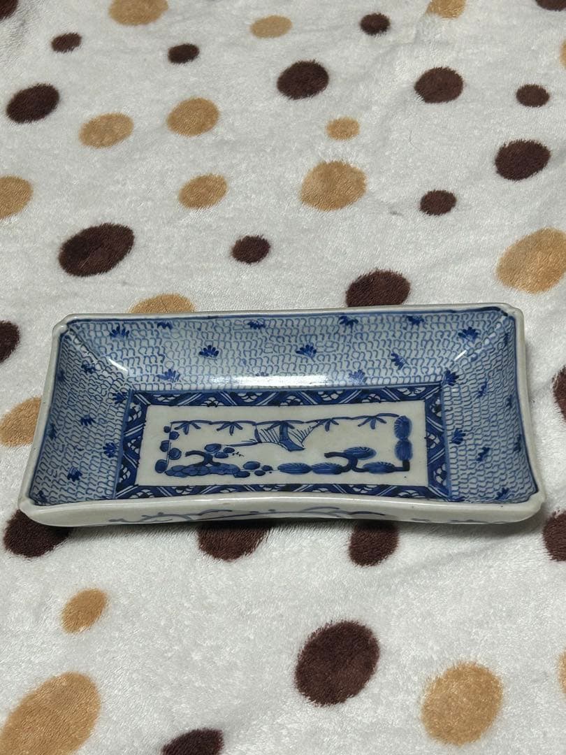古伊万里　微塵唐草文　長皿　 大明成化年製