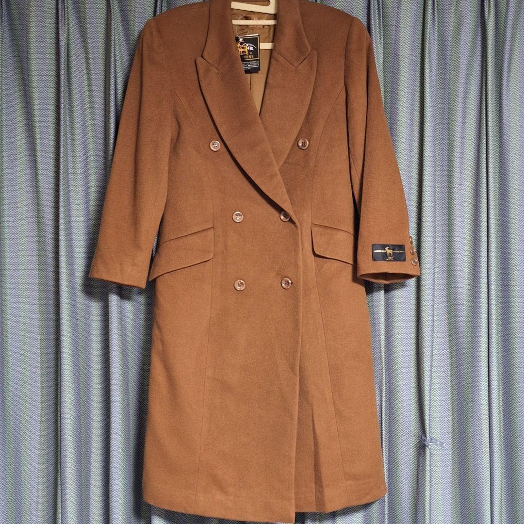 新品★カシミヤ100 ロングダブルチェスターコート肩幅43 着丈113