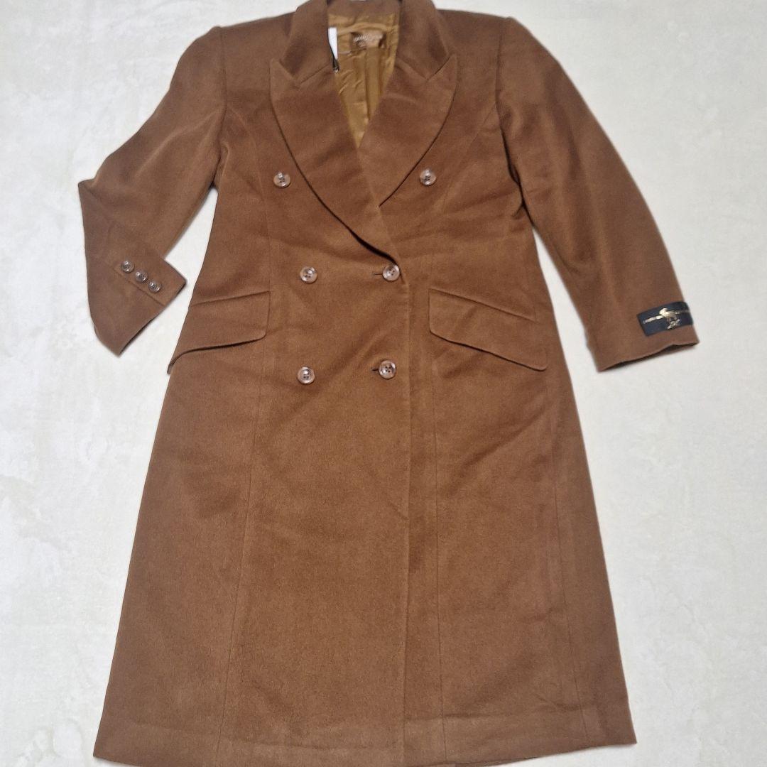 新品★カシミヤ100 ロングダブルチェスターコート肩幅43 着丈113