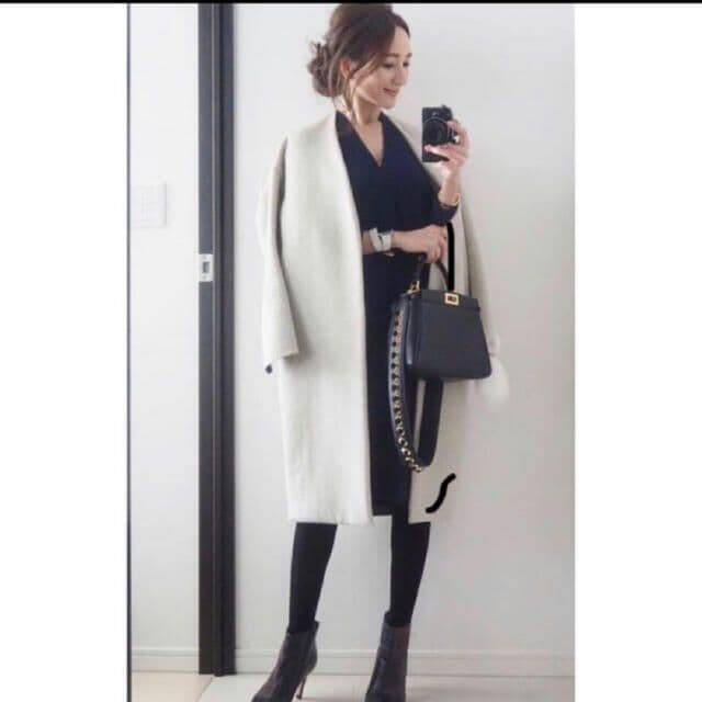 ENFOLD ウールリバーノーカラーコート　 ダブルフェイス